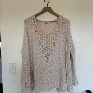 Free People Crochet oversized sweater